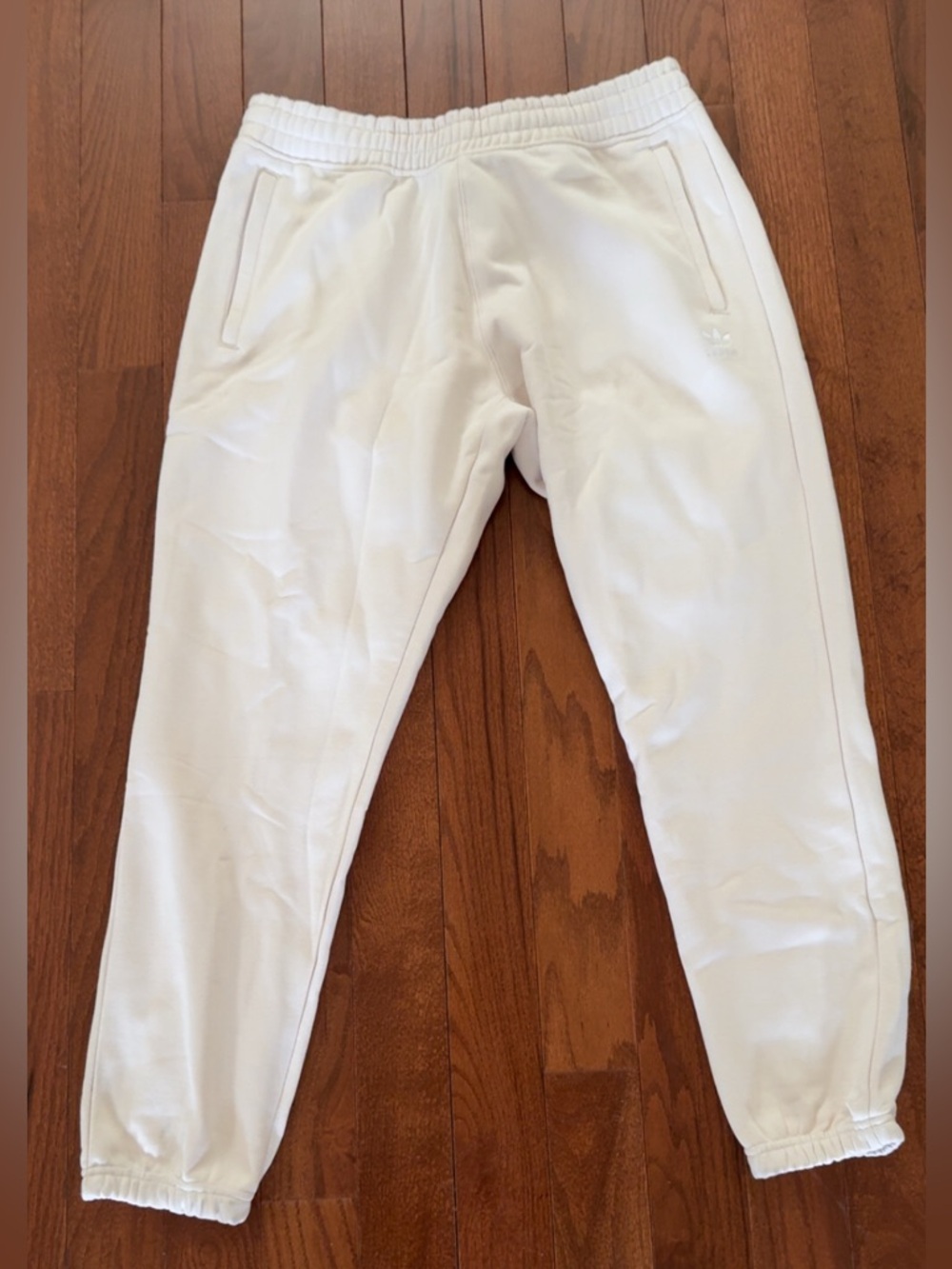 Adidas Men White Sweatpants with Elastic Ankles